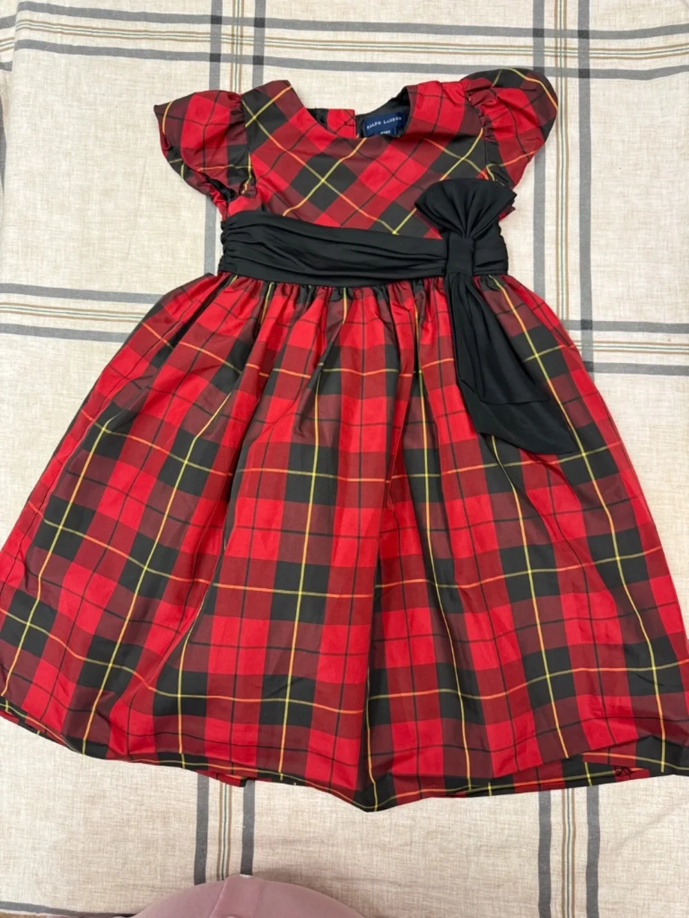 Ralph Lauren Girls Plaid Holiday Taffeta Tartan Dress Size 4/4T